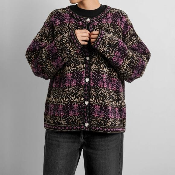 Vintage Whimsigoth Cardigan Sweater Grunge Romantic Folk Cottagecore Boho M - Picture 3 of 12